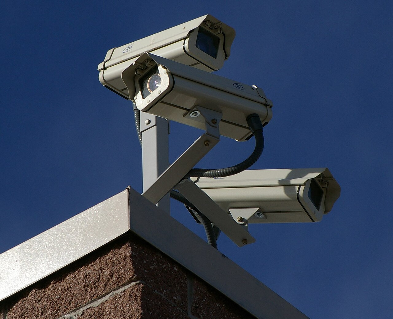 CCTV cameras mounted for outdoor surveillance